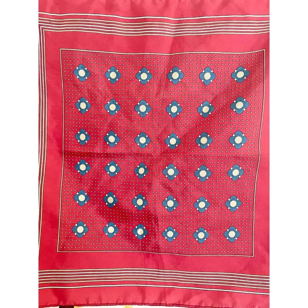 Vintage 1980s Italian Red Floral Mini Scarf 13.5”